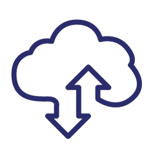 Migration icon - arrows going in and out of cloud