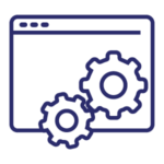 An icon of a web design page with two gears covering it.