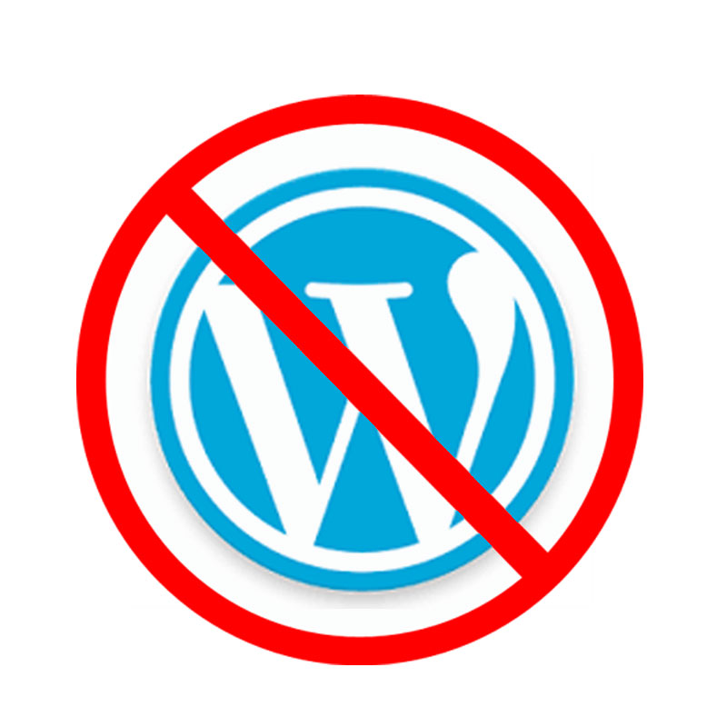 An image of the WordPress logo with a do not use sign over it.