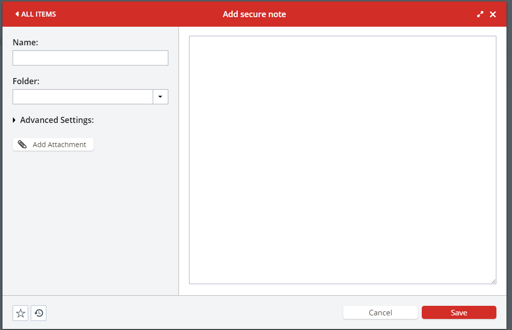 Adding a secure note into LastPass User Interface.