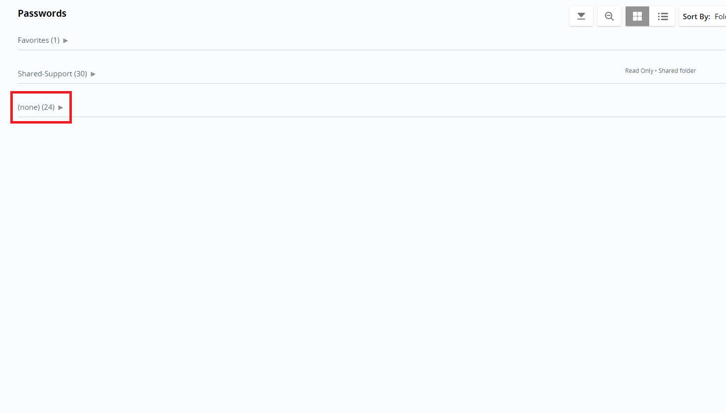 LastPass vault area where new passwords will appear.