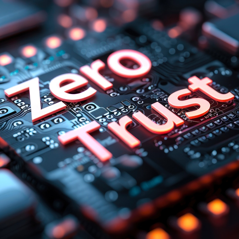 An image of a CPU with the words "Zero Trust" on it.