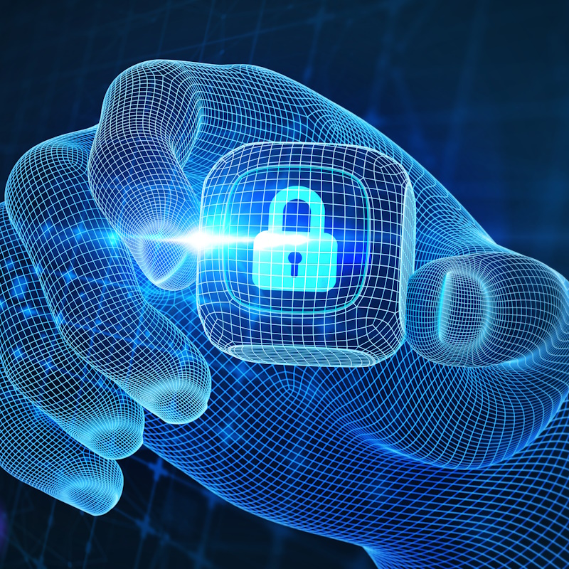 An image of a digital hand holding a lock next to the words "security awareness."