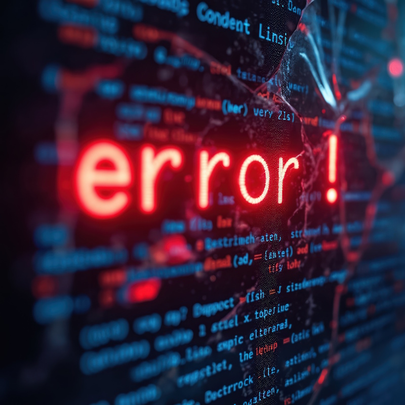 An image of command line text in the background, and in the foreground in large red letters it reads "error!"