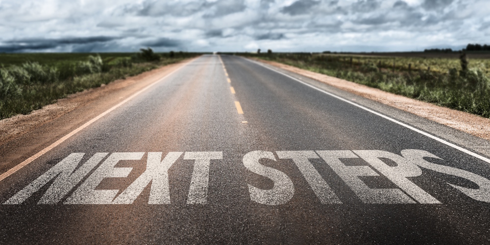 DiDPic6_88441797 An image of a remote country road with the words "next steps" on it.